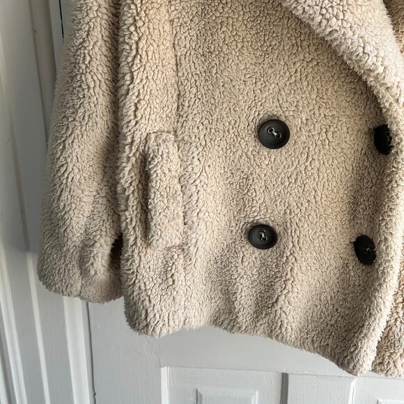 Free People Notched Teddy Peacoat in Oatmeal - Picture 5 of 8